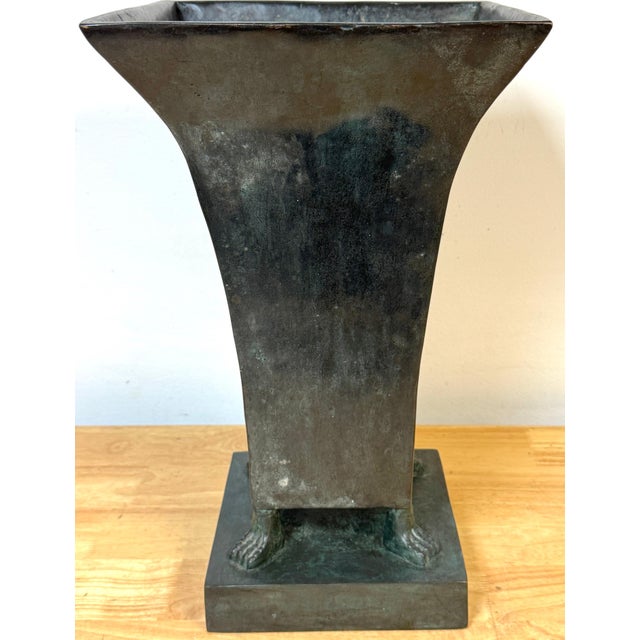 Monumental French Moderne Verdigris Bronze Vase , Manner of Gilbert Poillerat For Sale - Image 16 of 18