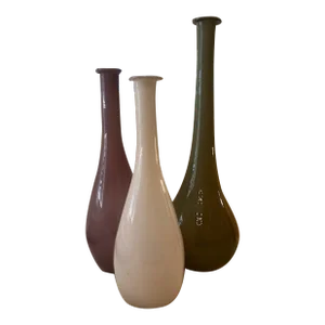 Italian Hand Blown Glass Vases - Set of 3