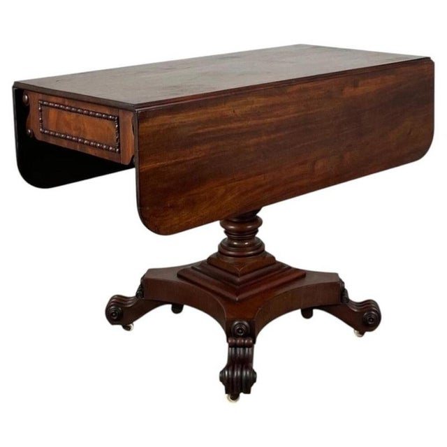 Brown Regency Mahogany Pembroke Table with Carved Pedestal Base, 1800 For Sale - Image 8 of 15