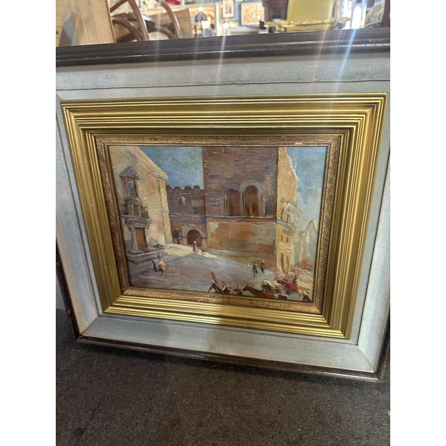 Glimpse of Palazzo Corvaja in Taormina, 1920s, Oil on Wooden Panel For Sale - Image 4 of 8