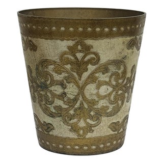 Vintage Mid 20th C Italian Florentine Wastebasket For Sale