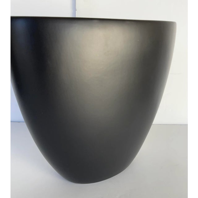 Small Modern Matte Black Oval Vase For Sale - Image 4 of 5