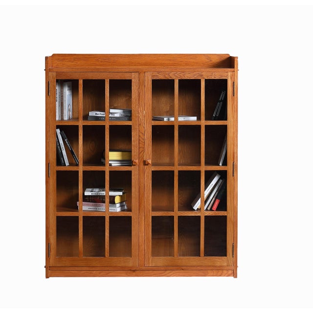 2020s Mission Oak 2 Door Bookcase With Glass Doors - Michael's Cherry For Sale - Image 5 of 10