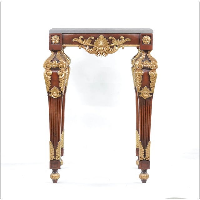 Pair of Vintage French Baroque Gold Sofa Side Tables. With Colored Marble Top - For Sale In New York - Image 6 of 12