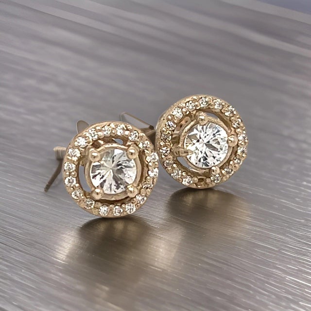 Natural Sapphire Diamond Stud Earrings 14k W Gold 0.83 TCW Certified For Sale - Image 12 of 13