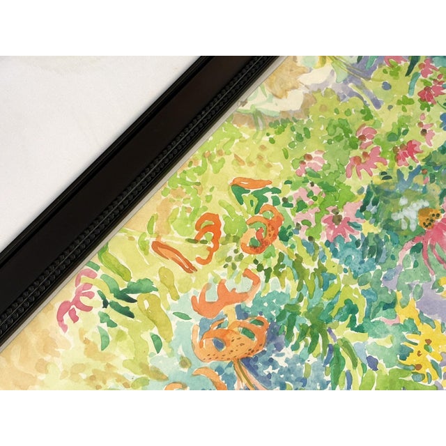 Original Framed Vibrant 'Field of Flowers' Watercolor Painting For Sale - Image 11 of 15