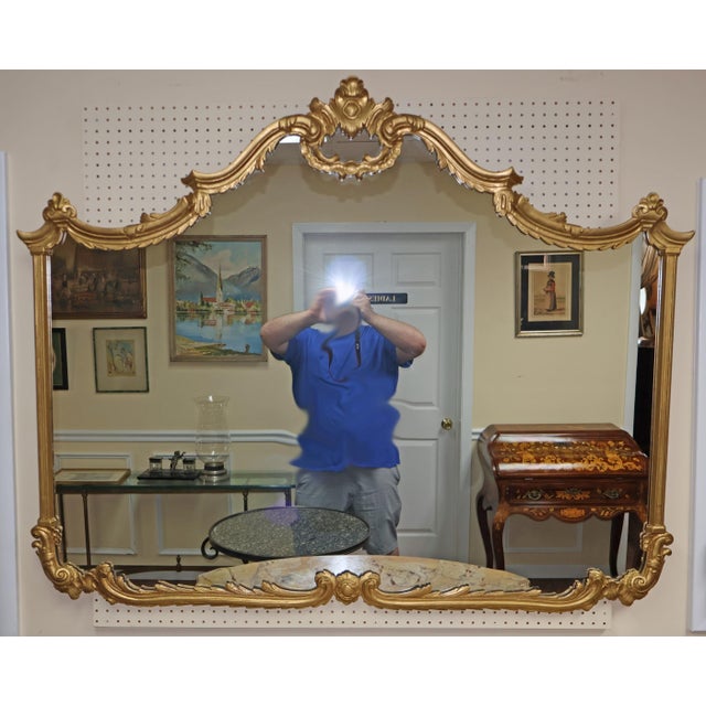 Large Excellent Quality French Style Gold Gilt Wood Mirror Attributed to LaBarge Dimensions : 56" Wide X 47" Tall This...