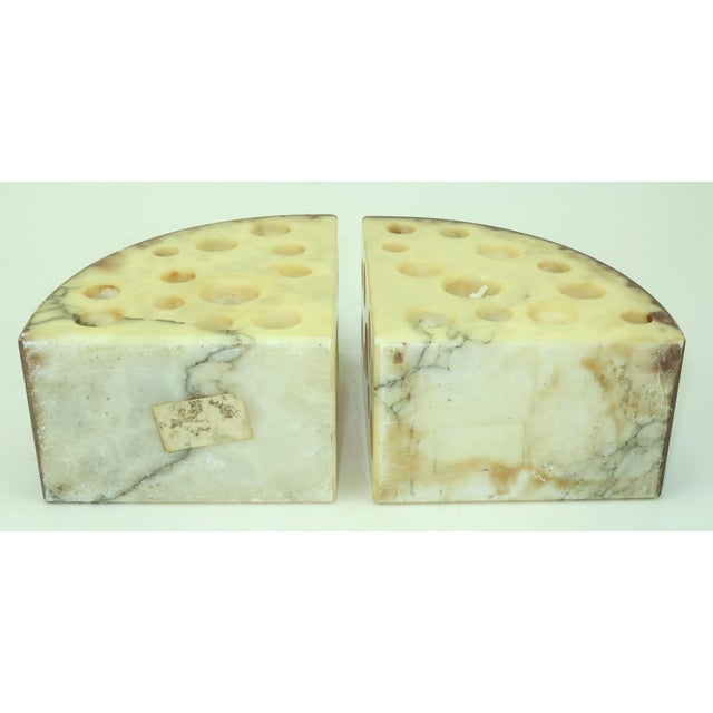 Vintage Italian Alabaster Marble Cheese Bookends For Sale - Image 10 of 13