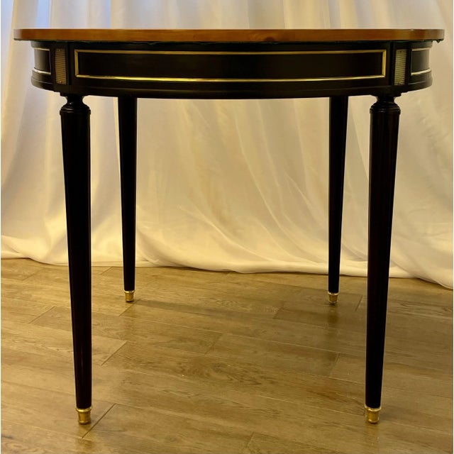 Hollywood Regency Ebony Game, Card Table, Louis XVI Style, Bronze Mounted For Sale In New York - Image 6 of 13