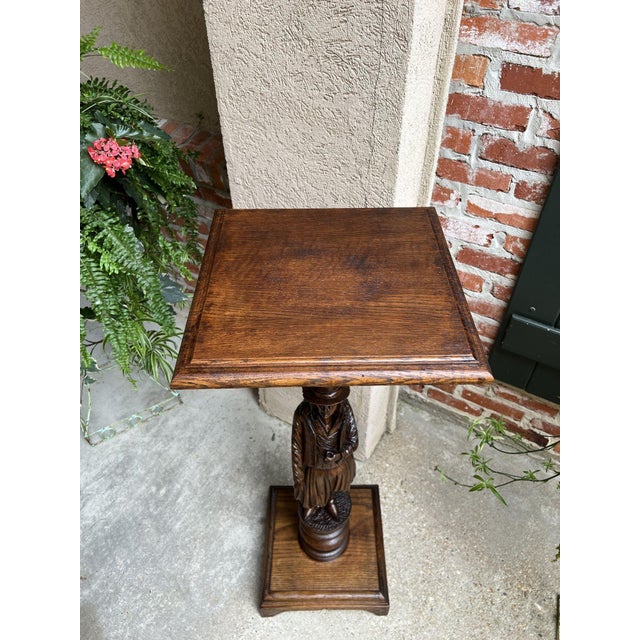 Antique French Pedestal Plant Stand Display Breton Brittany Carved Oak Baluster For Sale - Image 12 of 13