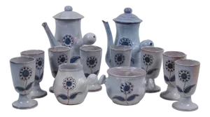 French Coffee Service by Les Grottes Dieulefit, 1950s, Set of 12