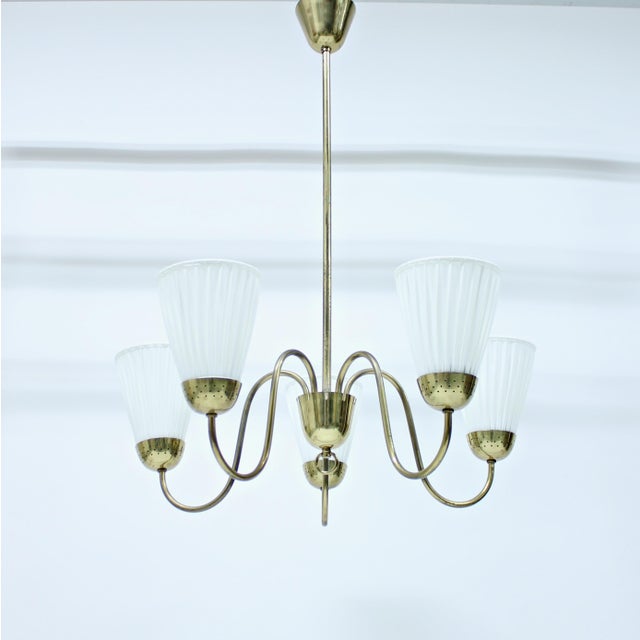 Swedish Modern Brass Chandelier from Bergboms, 1940s For Sale - Image 11 of 11