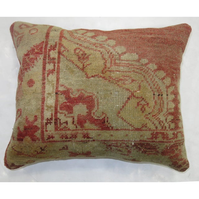 Early 21st Century Soft Red Turkish Oushak Rug Pillow For Sale - Image 5 of 5