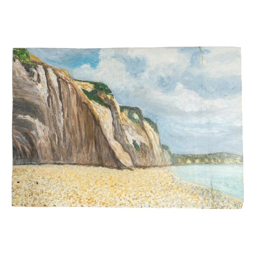 The Cliffs of Dieppe, 20th Century, Oil on Cardboard For Sale