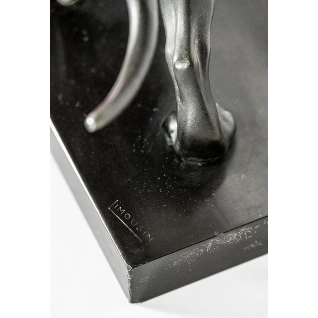1930s Jacques Limousin, French Art Deco Panther Patinated Sculpture, 1940s, Metal on Marble Base For Sale - Image 5 of 7