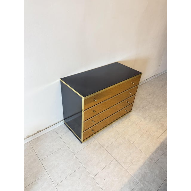 1970s Chest of Drawers in Gilt Mirrored Glass and Brass attributed to Renato Zevi, 1970s For Sale - Image 5 of 8