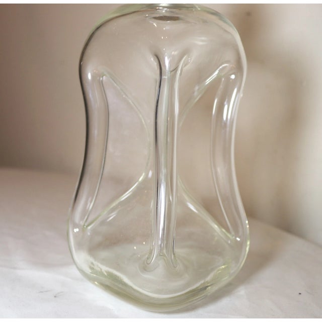 Silver Antique Denmark Hand Blown Glass Sterling Silver Glug Glug Liquor Decanter For Sale - Image 8 of 12