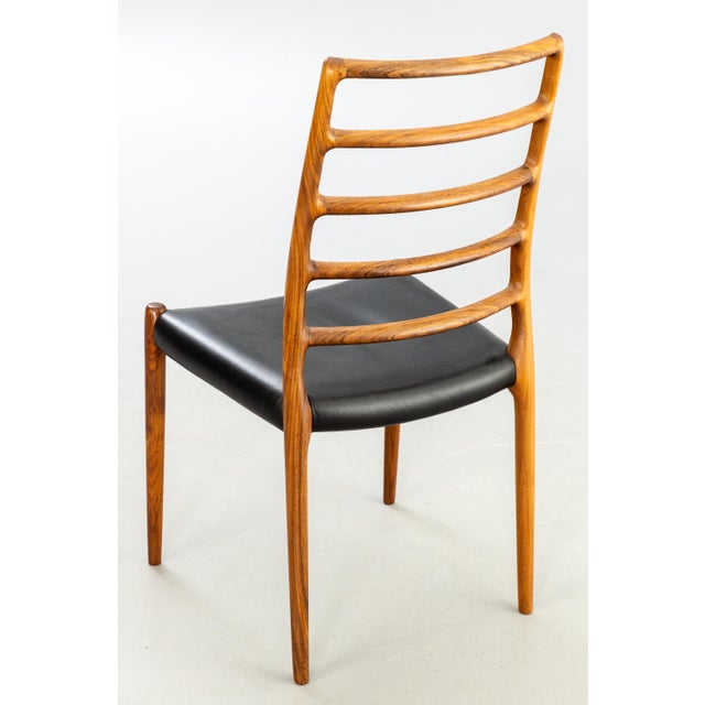 Wood Honduras Rosewood 82 Model Chairs from Niels Otto Møller, Denmark, 1970s, Set of 6 For Sale - Image 7 of 10