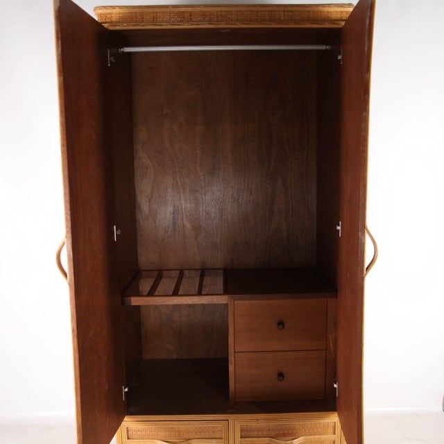 Light Yellow Rattan and Raffia Wardrobe, 1970s For Sale - Image 8 of 15