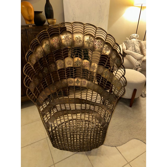 Brass Mid 20th Century Wrought Iron Peacock Chair For Sale - Image 8 of 13