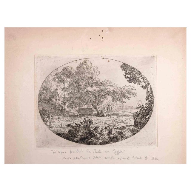 Le Repos Pendant la Fuitre en Egypte, Original Lithograph, 17th-Century For Sale