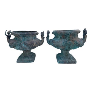 Early 19th Century French Cast Iron Garden Jardinières - Set of 2 For Sale