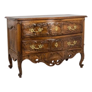 Curved Nîmoise Chest of 2 Drawers in Walnut, 18th Century For Sale