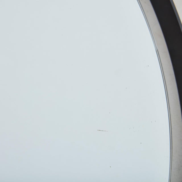 Round Black Metal + Brass Wall Mirror, 1980s For Sale - Image 11 of 11