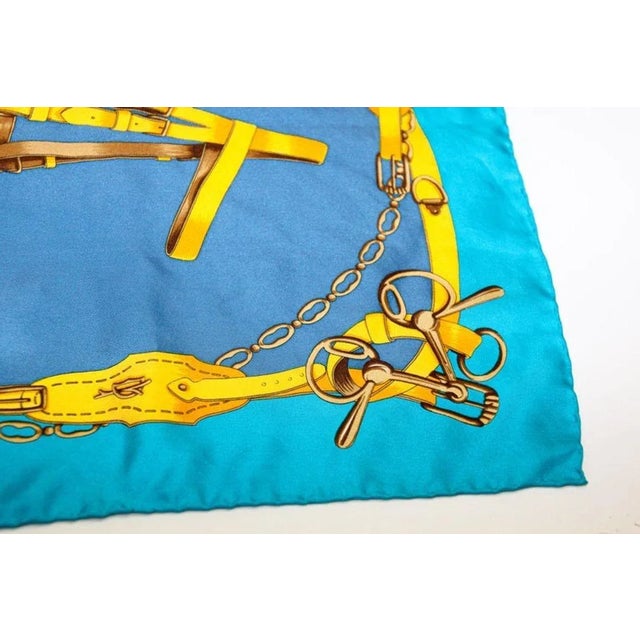 Gorgeous Blue Sellier Silk Scarf by Erre France For Sale In Palm Springs - Image 6 of 12