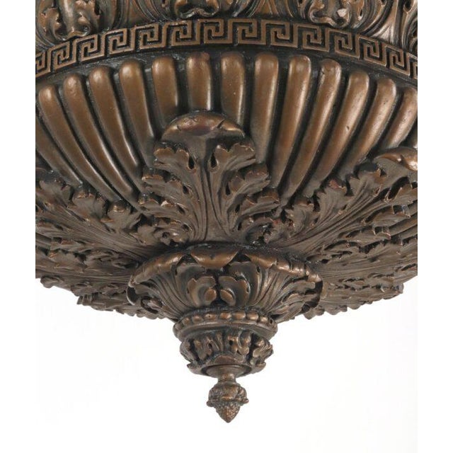 Mid 20th Century Neoclassical Bronze Painted Composition Plaster Basket Pendant Light For Sale - Image 10 of 15
