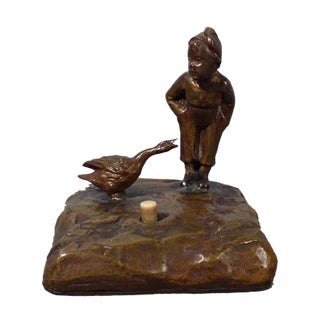 Antique Austrian Bronze Table Bell from Wiener Bronze For Sale