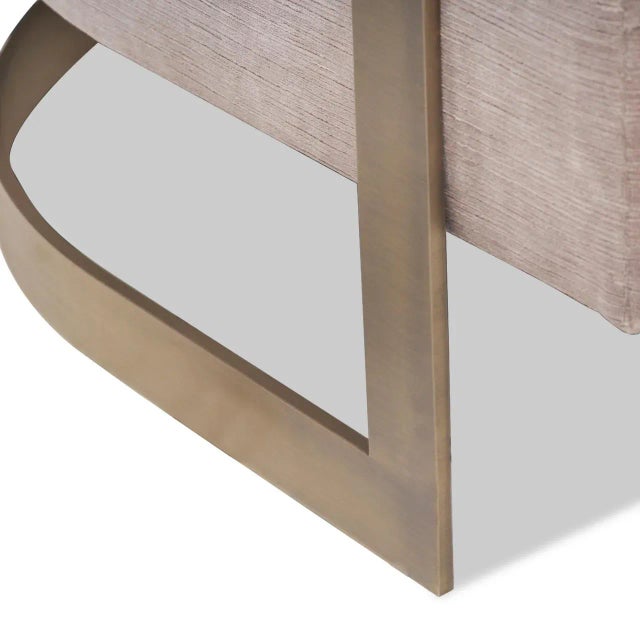 Oyster Gray Pair of Mid-Century Modern Bucket Brass Banded Occasional Chairs by Milo Baughman For Sale - Image 8 of 8