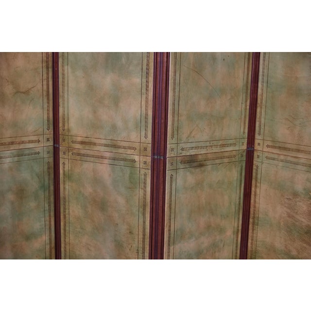 Animal Skin Antique English Leather Four-Panel Room Divider, Early 1900s Decorative Screen For Sale - Image 7 of 12