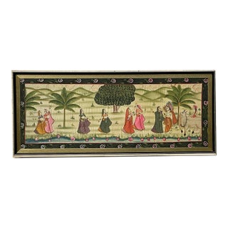 Vintage Boho Pishwaa Painting on Silk For Sale