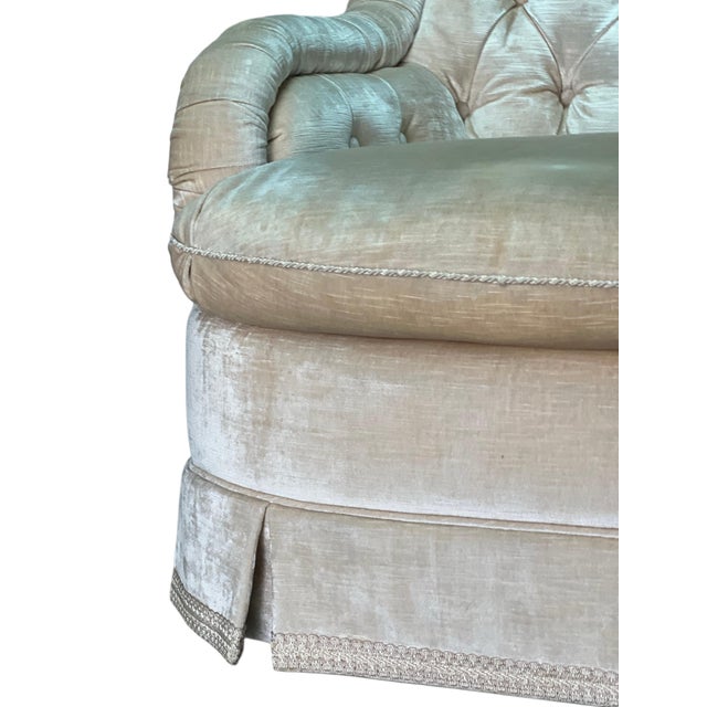 1990s Pair Hollywood Regency Baker Furniture Company Slipper Chairs For Sale - Image 12 of 18