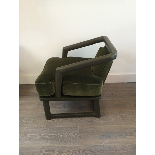 Green Leather & Mohair Lounge Chair Chairish