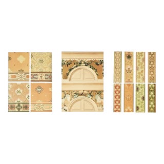 Rare Rare 1895 French Interior Wall Decor Designs, Large, Set of 3 For Sale