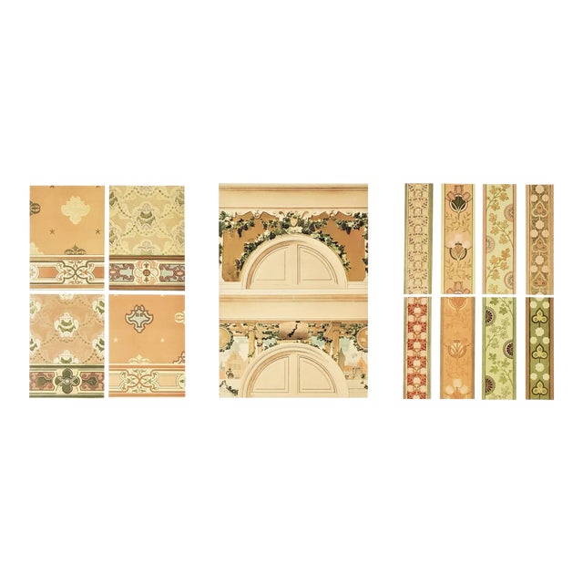 Rare Rare 1895 French Interior Wall Decor Designs, Large, Set of 3 For Sale