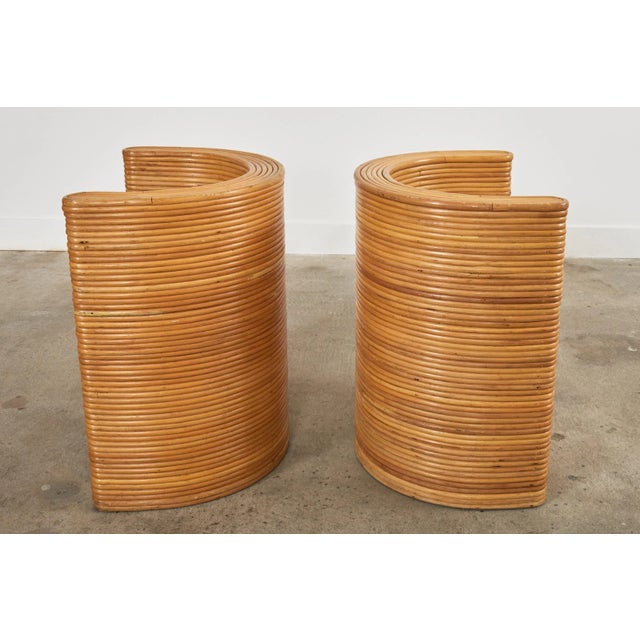 Midcentury Italian Organic Modern Rattan Pedestal Dining Table For Sale In Sacramento - Image 6 of 13