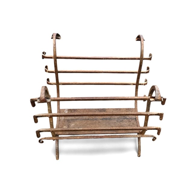 Vintage Black Wrought Iron Fireplace Log Holder, 1960s For Sale - Image 9 of 12