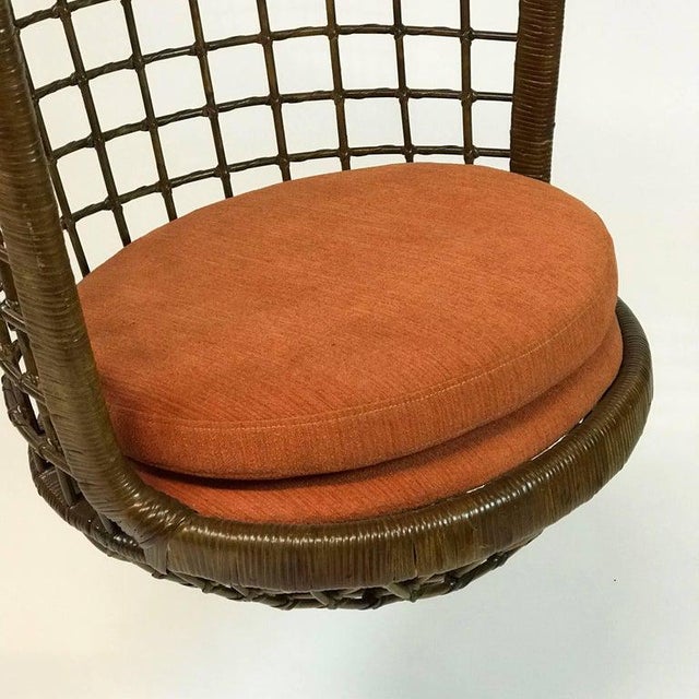 Mid Century Modern Woven Rattan Hanging Egg Chair Chairish