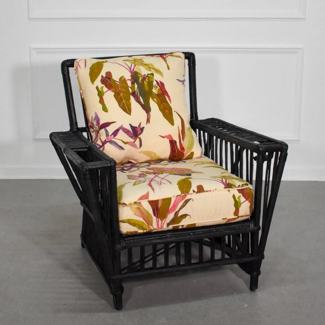 1920's American Art Deco Split Reed Stick Wicker President's Arm Chair For Sale - Image 9 of 9