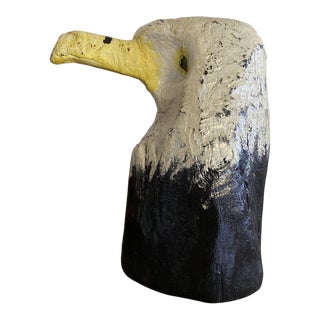 Vintage Primitive Carved Bald Eagle Bust Folk Art For Sale