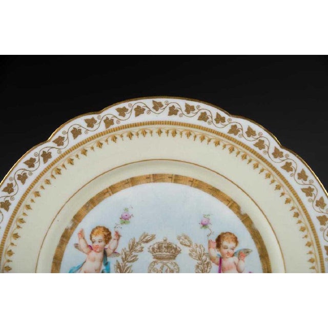 French French Chateau Sevres Ivory Ground Decorated Plates - Set of 6 For Sale - Image 3 of 6