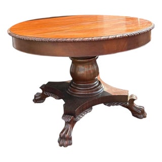 Antique 1930s Empire Style Dining Table Comes With 2 Leaves For Sale