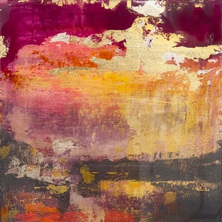 Sky Drama 1 by Brian O'Neill | Acrylic on panel with gold leaf depicting a colorful abstract sky. For Sale