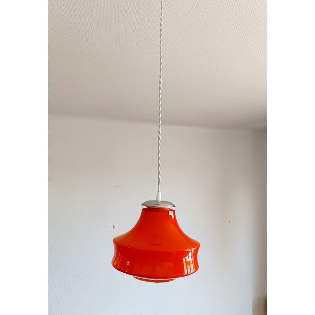 Metal Space Age Orange UFO Pendant Light, 1970s For Sale - Image 7 of 7