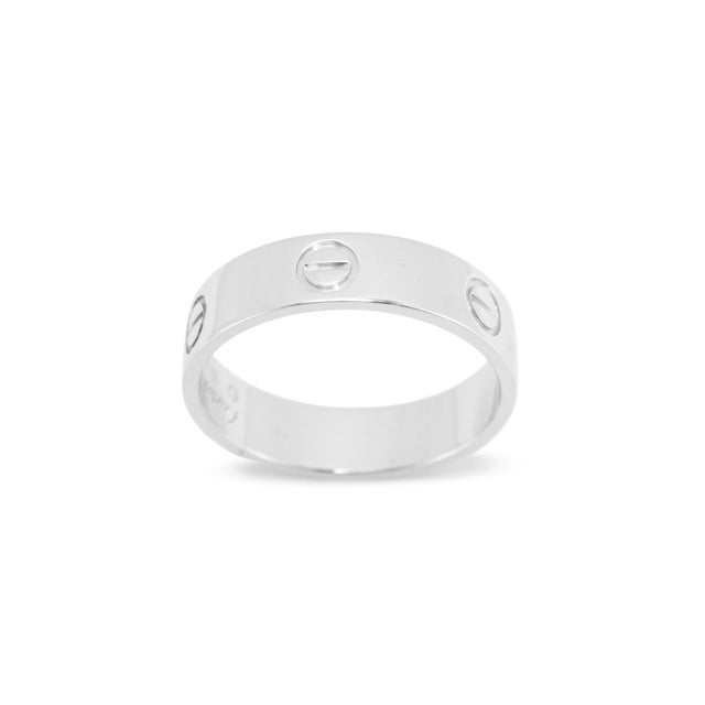 Early 21st Century Men’s Cartier Love Classic Model 18k White Gold 5.5mm Wedding Band Ring, Size 10 For Sale - Image 5 of 8