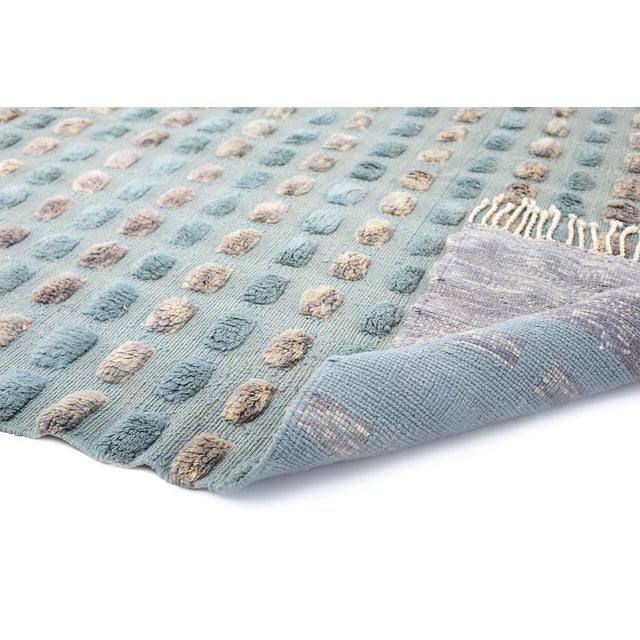 Textured Raised Dot Ombre Hand-Knotted Wool Rug | 9'9" X 7'1" | One of a Kind For Sale - Image 4 of 7