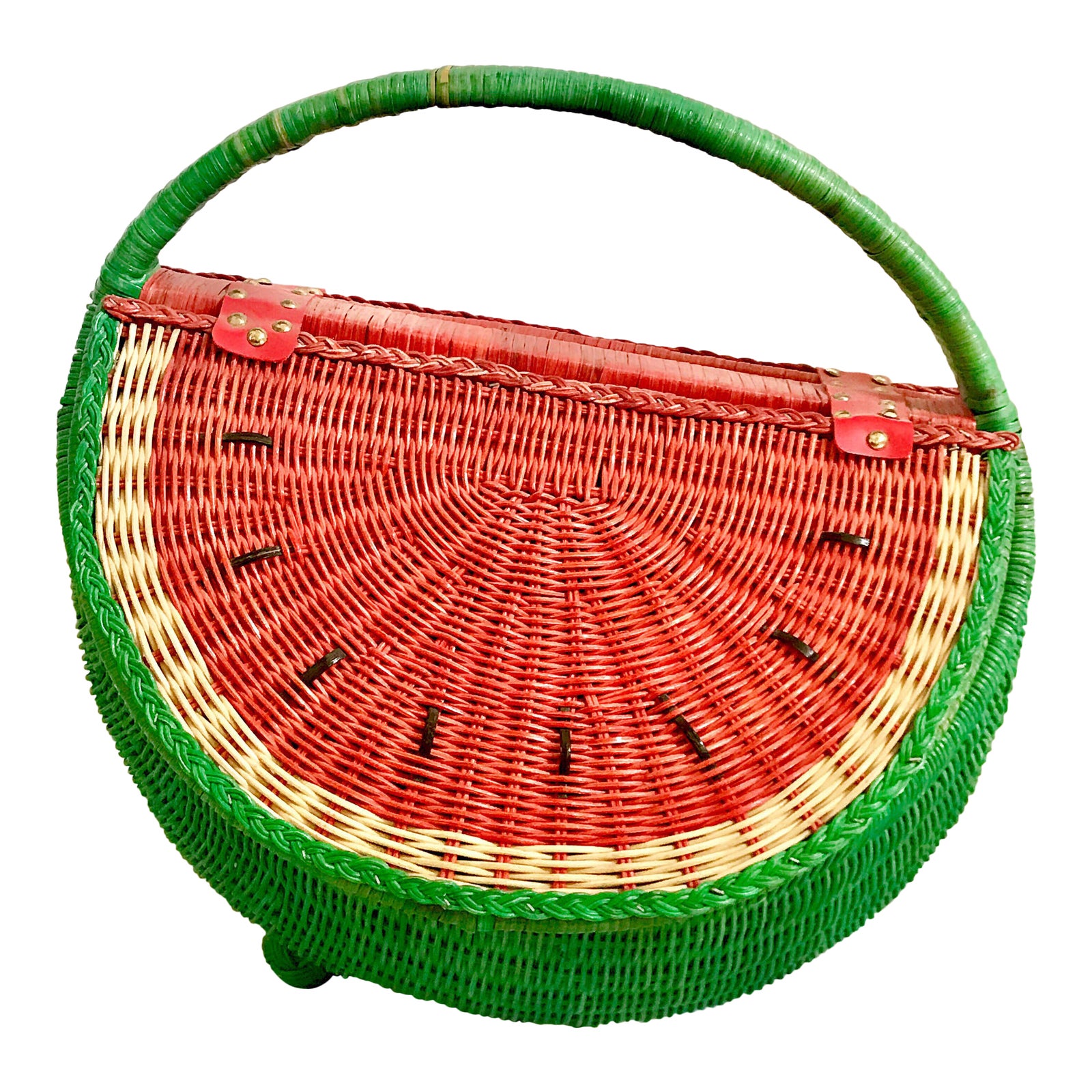Vintage Double Sided Watermelon Picnic Basket Chairish